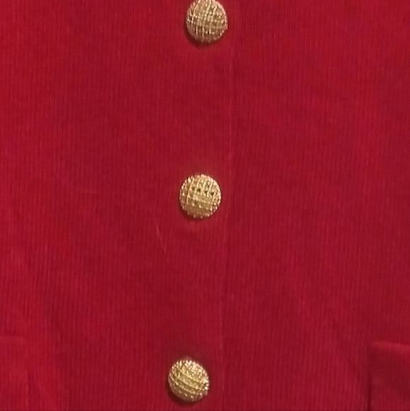 Vintage Classic Red 2 PC Skirt Suit Gold Buttons NWOT - Picture 2 of 5